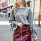 Boatneck Tie-cuff Sweatshirt