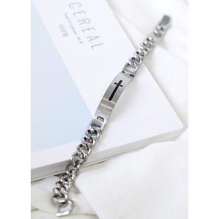 Cross Metal-bar Chain Bracelet Silver - One Size