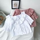 Plain Ruffled-trim Short-sleeve Top