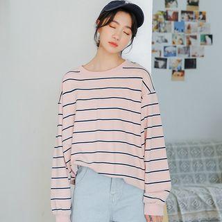 Loose-fit Crewneck Striped Sheath Sweatshirt