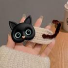 Cat Knit Hair Clip 01 - Black & White - One Size