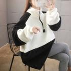 Stand-collar Two-tone Half-zip Fleece Sweatshirt