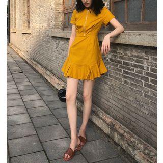 Half Zip Short-sleeve A-line Dress
