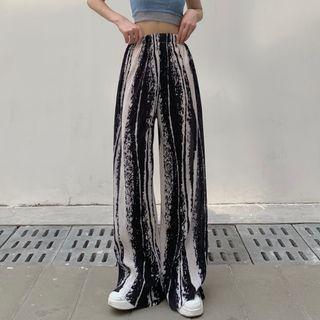 High-waist Dyed Wide-leg Pants