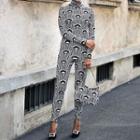Long-sleeve Turtleneck Print Skinny Jumpsuit