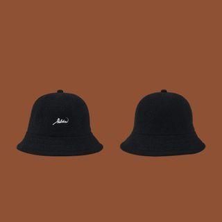 Lettering Embroidered Bucket Hat Black - One Size