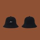 Lettering Embroidered Bucket Hat Black - One Size