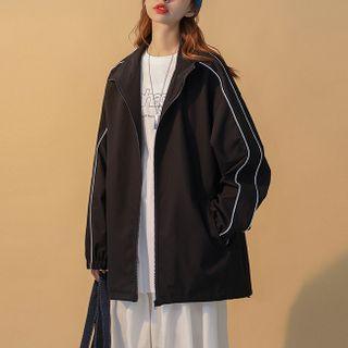 Contrast-trim Oversized Zip Jacket