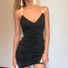 Rhinestone Strap Shirred Dress