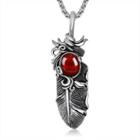 Agate Feather Pendant Necklace