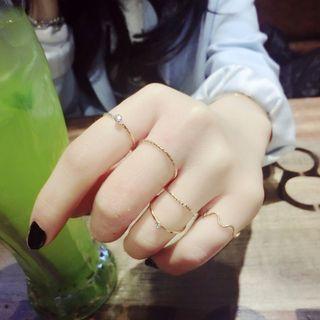 Set Of 5: Rhinestone Ring (various Designs) Set Of 5 - Gold - One Size