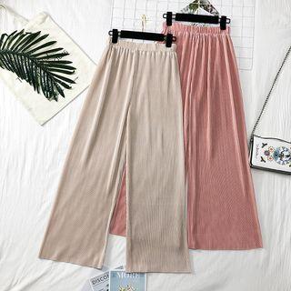 High-waist Straight-cut Pleated Pants