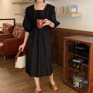 Square Neck Lace Panel Dress