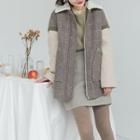 Plaid Panel Zip Jacket Coffee Plaid - Beige - One Size