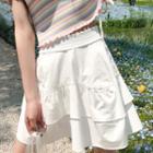 Elastic-waist Layered Mini Skirt