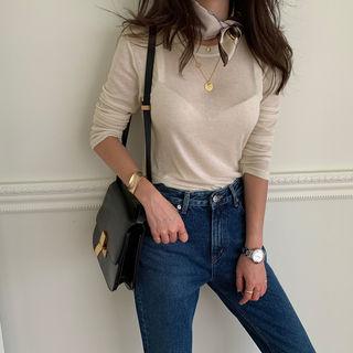 M Lange Sheer T-shirt Beige - One Size