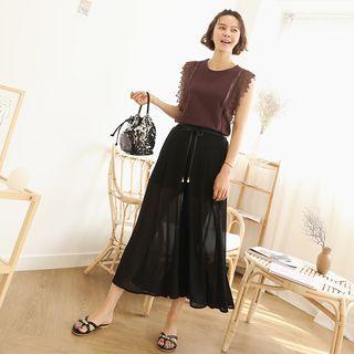 Inset Shorts Chiffon Skort Black - One Size