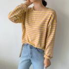 Round-neck Colored Striped T-shirt