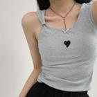 Cropped Heart Embroidered Camisole Top