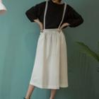 Plain Suspender A-line Skirt Off-white - One Size