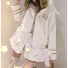 Crescent Embroidered Hooded Coat
