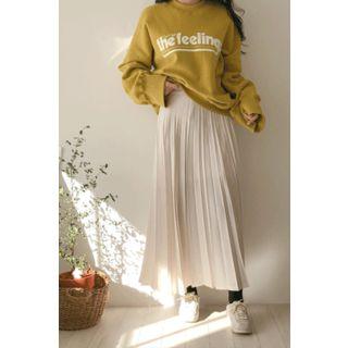 Accordion-pleat Maxi Chiffon Skirt Ivory - One Size