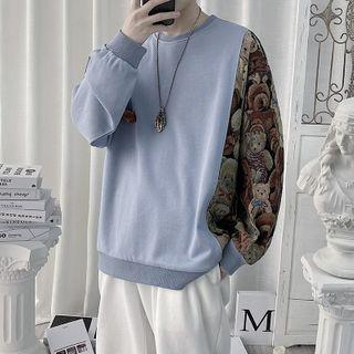 Bear Print Panel Sweatshirt
