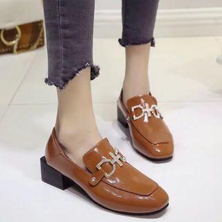 Block-heel Patent Loafers