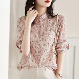 Print Henley Blouse