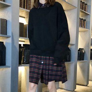Sweatshirt / Long-sleeve Plaid Shirt Dress