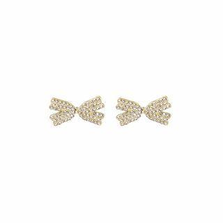Bow Rhinestone Alloy Earring 1 Pair - E5208 - Silver & Gold - One Size