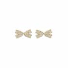 Bow Rhinestone Alloy Earring 1 Pair - E5208 - Silver & Gold - One Size
