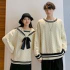 Couple Matching Sailor Collar Cable Knit Sweater