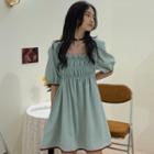 Plaid Short-sleeve Mini Shift Dress