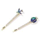 Set Of 2: Hair Clip Hair Clip - Airplane Planet - One Size