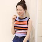 Striped Knit Tank Top As Shown In Figure - One Size