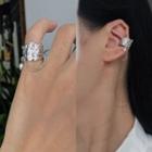 Freshwater Pearl Chained Alloy Cuff Earring 1 Pc - Silver - One Size