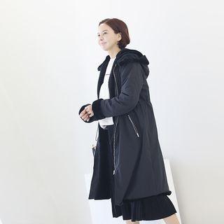 Hooded Drawstring-waist Faux-fur Jacket