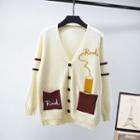 Lettering Cardigan Off-white - One Size