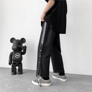 Side Button-up Wide Leg Pants