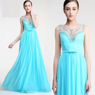 Sleeveless Open Back Evening Gown