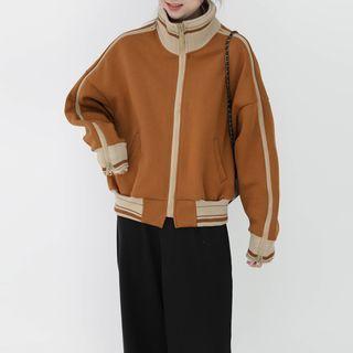Turtleneck Two Tone Zip Oversize Jacket