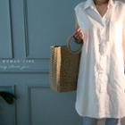 Sleeveless Linen Blend Boxy-fit Shirtdress