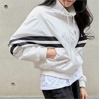 Dolman-sleeve Stripe Trim Jacket
