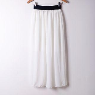 Elastic Waist Maxi Chiffon Skirt