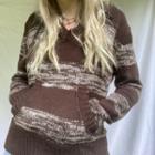 Long Sleeve V-neck Knitted Hoodie