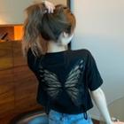 Short-sleeve Mesh Butterfly Panel T-shirt