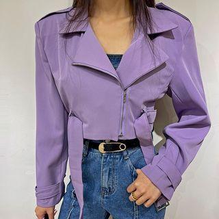 Colored Cropped Biker Jacket