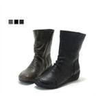 Genuine Leather Shirred Boots