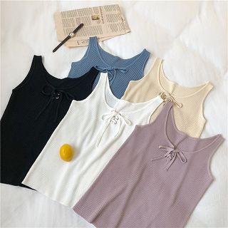 Plain Crewneck Lace-up Camisole Top
